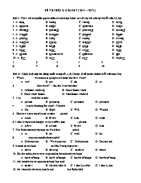 Đề thi học sinh giỏi Tiếng anh lớp 7 - Năm học 2011-2012